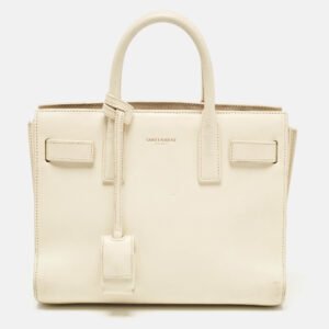 Saint Laurent Cream Leather Nano Classic Sac De Jour Tote