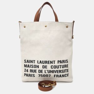 Saint Laurent Beige Canvas Foldable Tote Bag