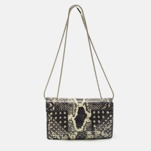 luxury-women-saint-laurent-paris-used-handbags-p1148370-014 Saint Laurent Black Python and Leather Betty Studded Shoulder Bag