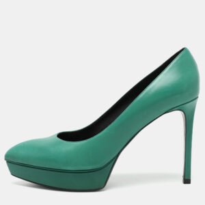 Saint Laurent Green Leather Anja Pumps Size 38.5