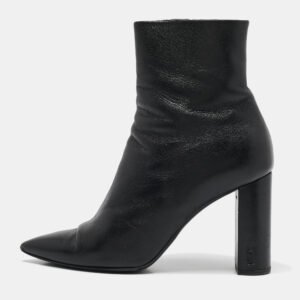 Saint Laurent Black Leather Lou Ankle Boots Size 38.5