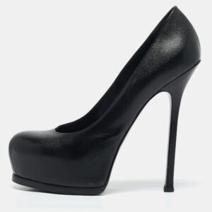 Saint Laurent Black Leather Tribtoo Platform Pumps Size 40