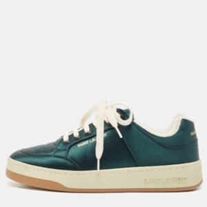 Saint Laurent Green Satin SL/61 Low Top Sneakers Size 37