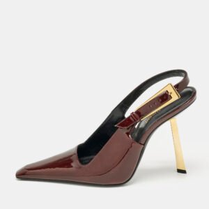 luxury-women-saint-laurent-paris-used-shoes-p1152372-002.jpg saint laurent dark burgundy patent leather lee slingback pumps size 39