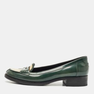 Saint Laurent Green Leather Penny Loafers Size 37