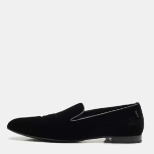 Saint Laurent Black Velvet Smoking Slippers Size 42