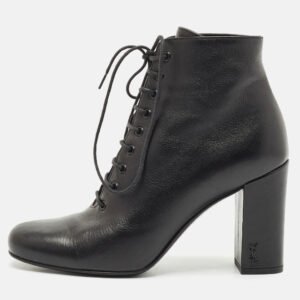 Saint Laurent  Black Leather Ankle Length Boots Size 36