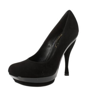 Saint Laurent Paris Black Suede Arya Platform Pumps Size 36