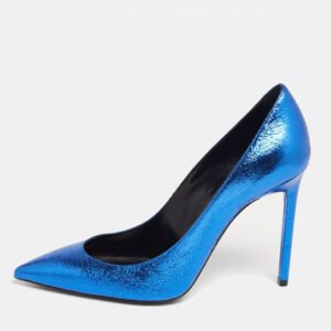 Saint Laurent Blue Leather Pointed Toe Pumps Size 39