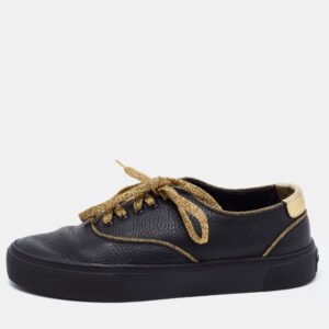 Saint Laurent Black Leather Low Top Sneakers Size 36