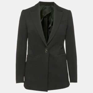 Salvatore Ferragamo Black Gabardine Single Breasted Blazer S