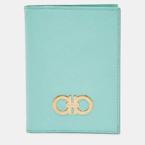 Salvatore Ferragamo Green Leather Passport Holder