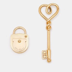 Salvatore Ferragamo Lock and Key Gold Tone Pendant