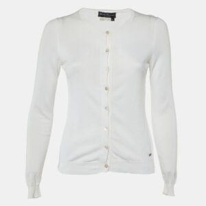 luxury-women-salvatore-ferragamo-used-clothes-p1116260-001 Salvatore Ferragamo Ivory Cotton Knit Button Front Cardigan XS