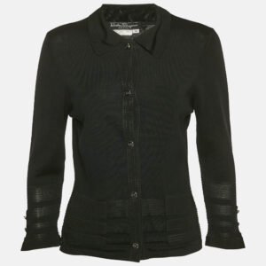 Salvatore Ferragamo Black Wool Button Front Cardigan M