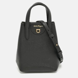 Salvatore Ferragamo Black Leather Mini Travel Tote