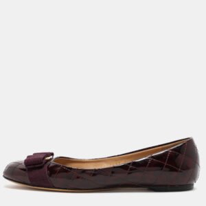 Salvatore Ferragamo Burgundy Patent Leather Varina Ballet Flats Size 36