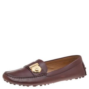 Salvatore Ferragamo Brown Leather Slip On Loafers Size 41