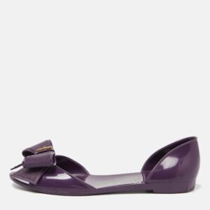 Salvatore Ferragamo Purple Jelly Barbados Bow Ballet Flats Size 35.5