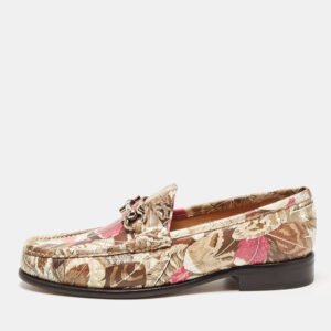 Salvatore Ferragamo Multicolor Flower Printed Leather Bit Slip On Loafers Size 40.5