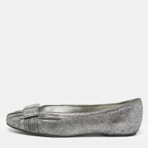 Salvatore Ferragamo Metallic Suede Regale Ballet Flats Size 41.5