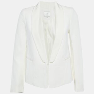 Sandro White Jacquard Shawl Collar Jacket S