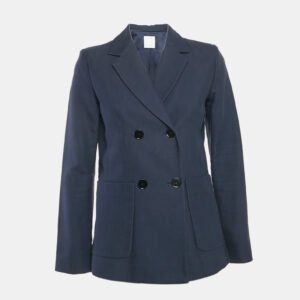 Sandro Navy Blue Gabardine Double Breasted Blazer S