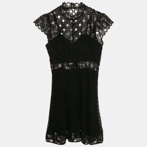 Sandro Black Lace Guipure Mini Dress S