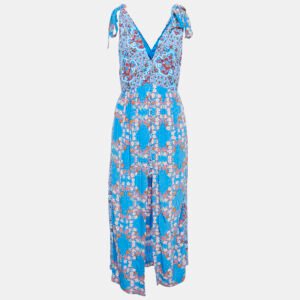 Sandro Blue/Pink Floral Print Silk Mini Dress S