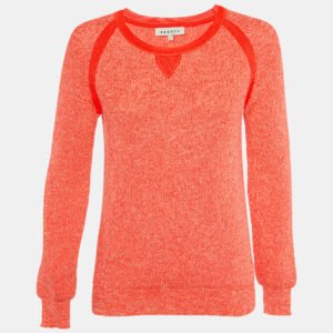 luxury-women-sandro-used-clothes-p1152203-003 Sandro Orange Heavy Cotton and Polyester Knit Crew Neck Sweater S