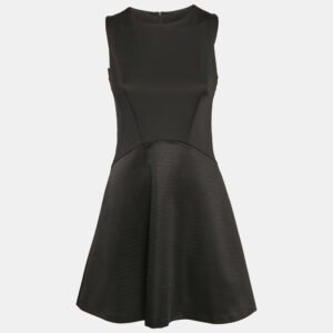 Sandro Black Jersey and Textured Crepe Mini Dress S