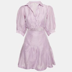 Sandro Light Purple Linen Cut-Out Mini Dress XS