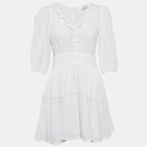 Sandro White Embroidered Cotton Mini Dress XS