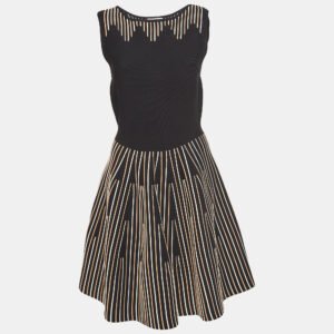 luxury-women-sandro-used-clothes-p943541-003 Sandro Black Embroidered Knit Mid-Length Dress M