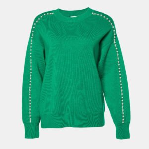 Sandro Green Embellished Knit Sweater S