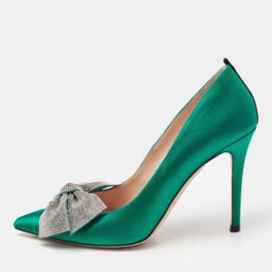 SJP Sarah Jessica Parker Green Satin Samara Pumps Size 37