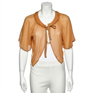 See by Chloe Beige Chiffon Tie Detail Cropped Shrug M