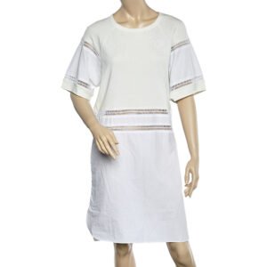 See by Chloe White Cotton & Knit Paneled Midi Dress L