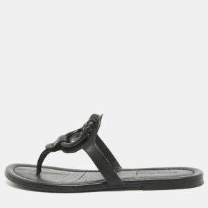 See by Chloe Black Leather Hana Flat Slides Size 38
