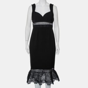 luxury-women-self-portrait-new-clothes-p421008-012 Self-Portrait Black Crepe Lace Trim Detail Olivia Midi Dress L