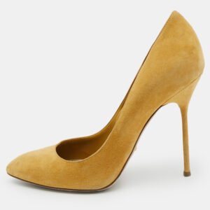 Sergio Rossi Mustard Yellow Suede Pumps Size 39.5
