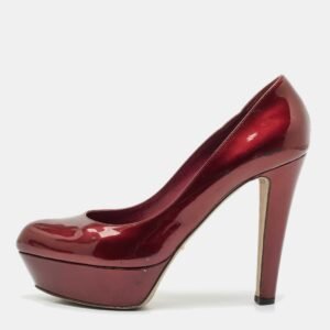 Sergio Rossi Burgundy  Patent Leather Platform Pumps Size 40.5