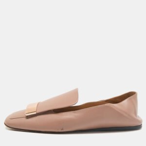 Sergio Rossi Dusty Pink Leather Square Toe sr1 Oro Rosa Loafers Size 36