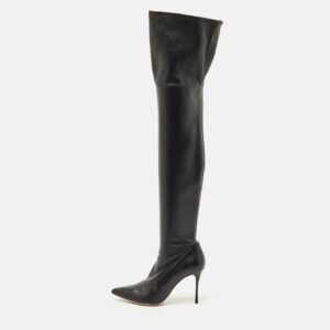 Sergio Rossi Black Leather Knee Length Boots Size 40