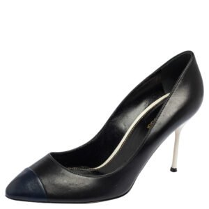 Sergio Rossi  Black/Blue Leather Cap Toe Pumps Size 38