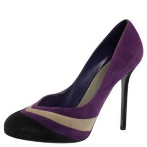 Sergio Rossi Tricolor Suede V Neck Pumps Size 39.5