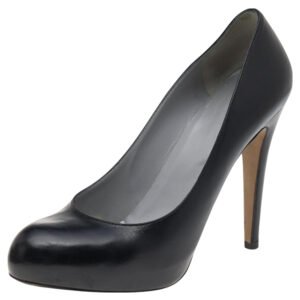 Sergio Rossi Black Leather Round Toe Pumps Size 40.5
