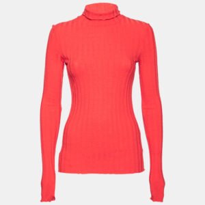 Simon Miller Orange Rib Knit Long Sleeve Turtle Neck Sweater L