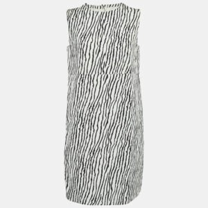 S'Max Mara White Printed Cotton Blend Sleeveless Short Dress S