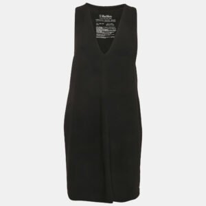 S'Max Mara Black Crepe V-Neck Sleeveless Mini Dress M